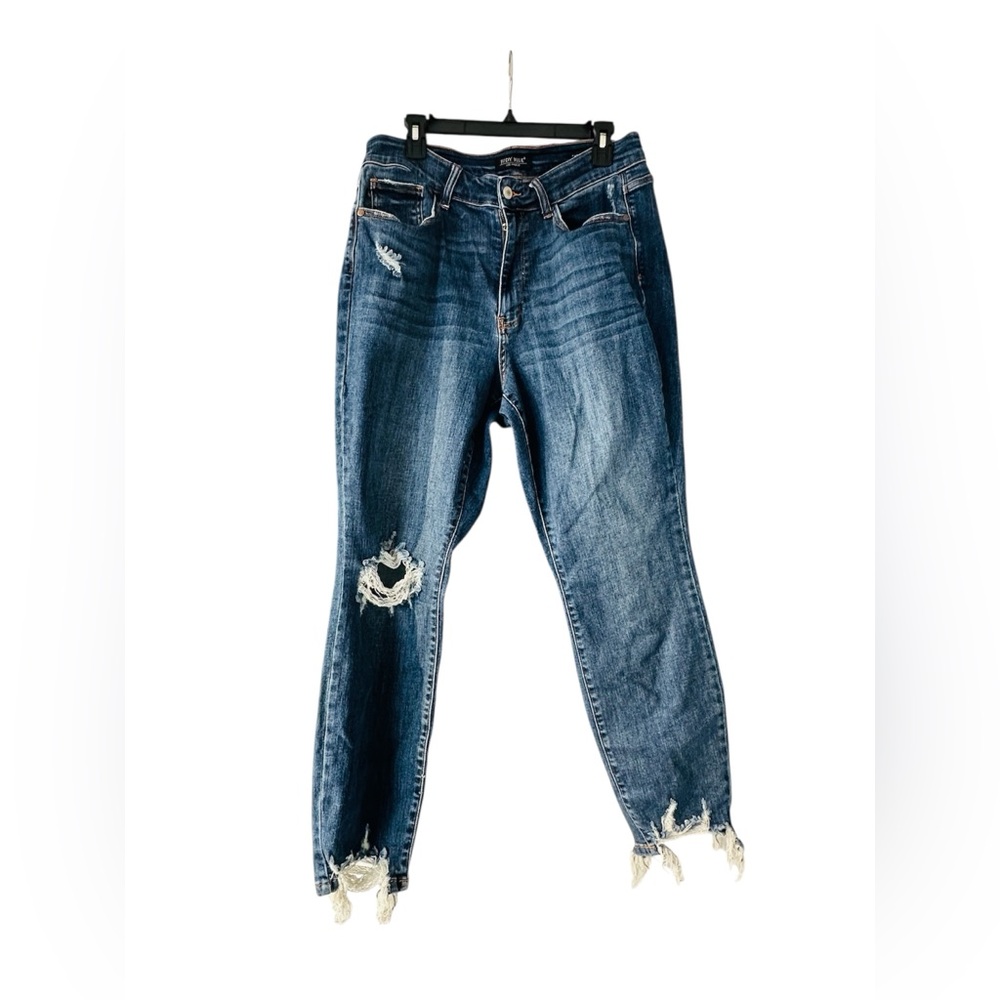 Judy Blue Jeans Womens Size 14 Blue Hem Distressed Denim Preppy - Picture 1 of 4